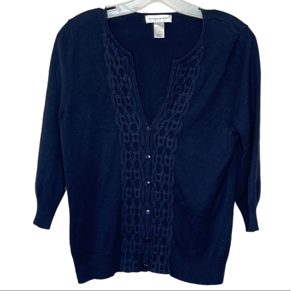 Christopher & Banks Cardigan Sweater Navy